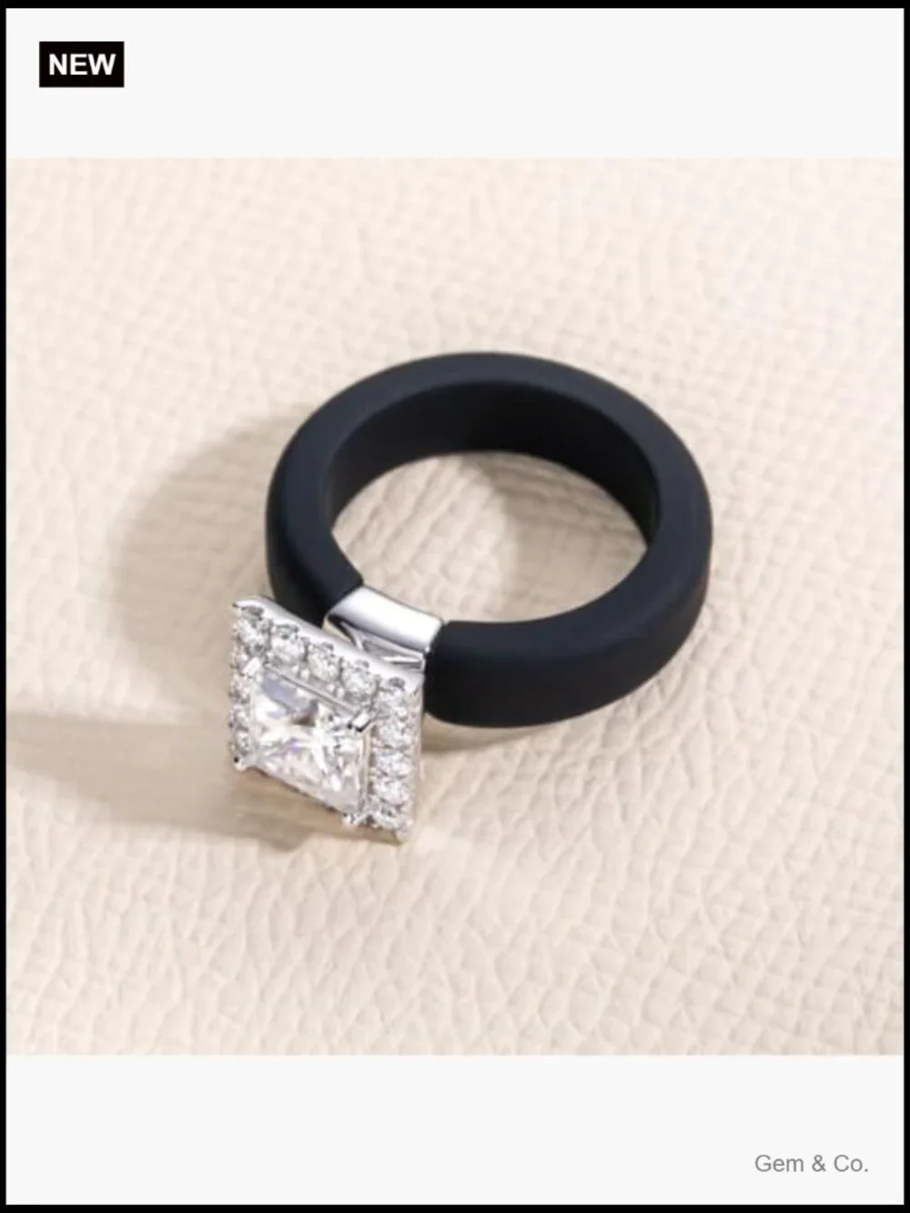 Moissanite Solitaire Ring 925 Sterling Silver Silicone Band
